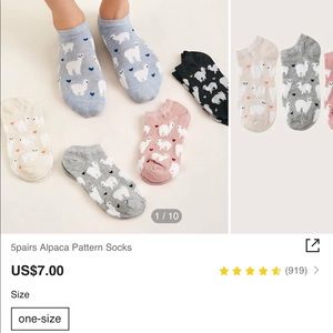Shein 5 pairs Alpaca Pattern Socks NWT Length 7.9 inch